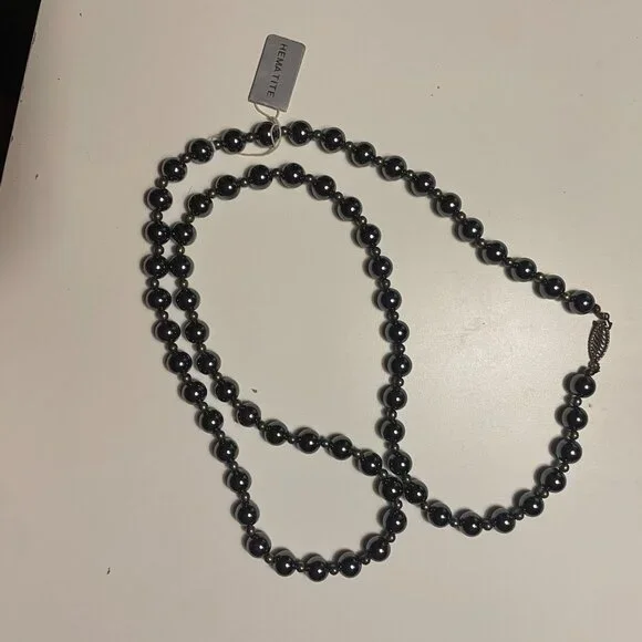 Hematite Necklace 30" New with Tag 95 grams - Picture 2 of 9